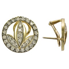 14K Yellow Gold "Adidas Originals" Style Diamond Earrings 0.60ct