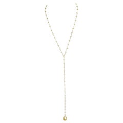 14k Yellow Gold Adjustable Necklace with Natural Yellow Color South Sea Pearl