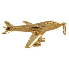 14K Yellow Gold Airplane Charm