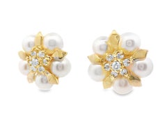 Orecchini con perle Akoya e diamanti in oro giallo 14k