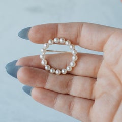 14K Yellow Gold Akoya Pearl Open Ring Brooch/Pin