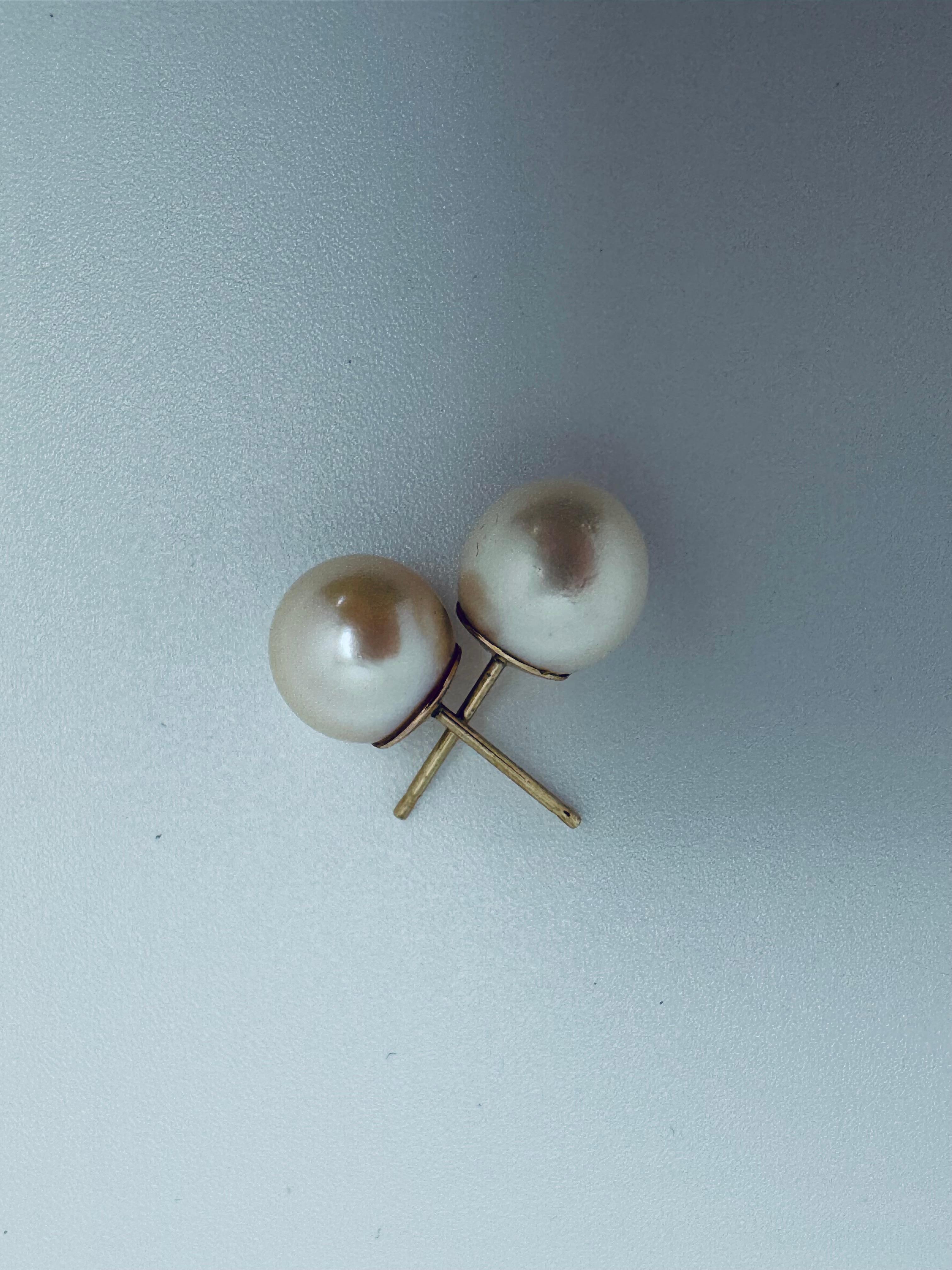 Art déco Boucles d'oreilles en or jaune 14K avec perles d'Akoya en vente