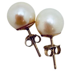Boucles d'oreilles en or jaune 14K avec perles d'Akoya