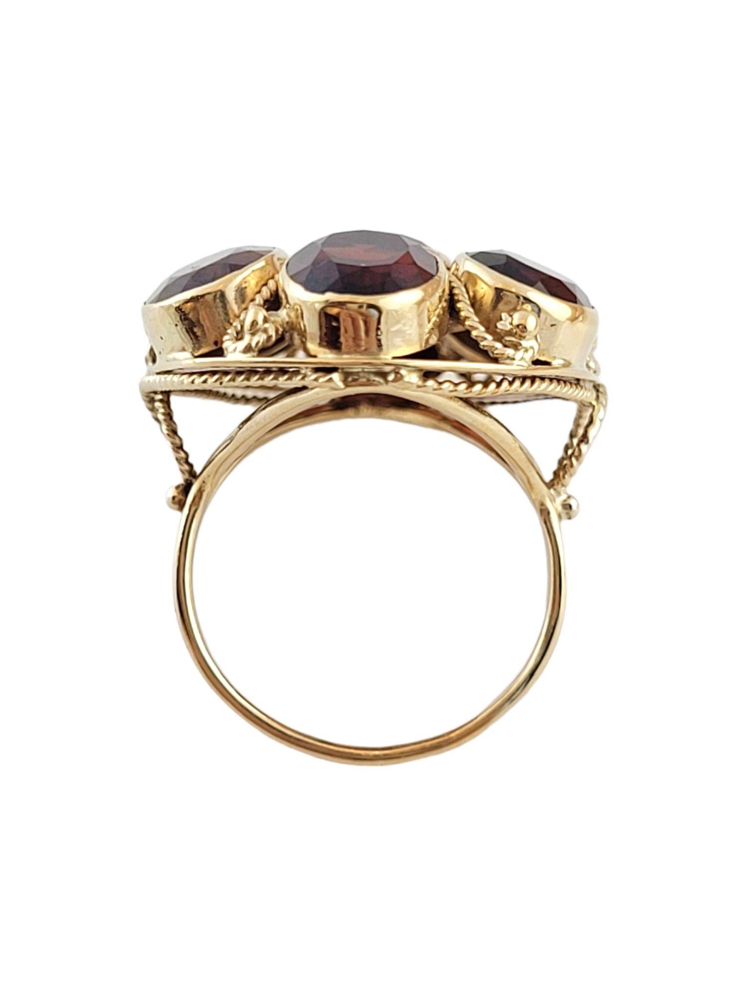 Oval Cut 14K Yellow Gold Almandine Garnet Cocktail Ring Size 6 #14774 For Sale
