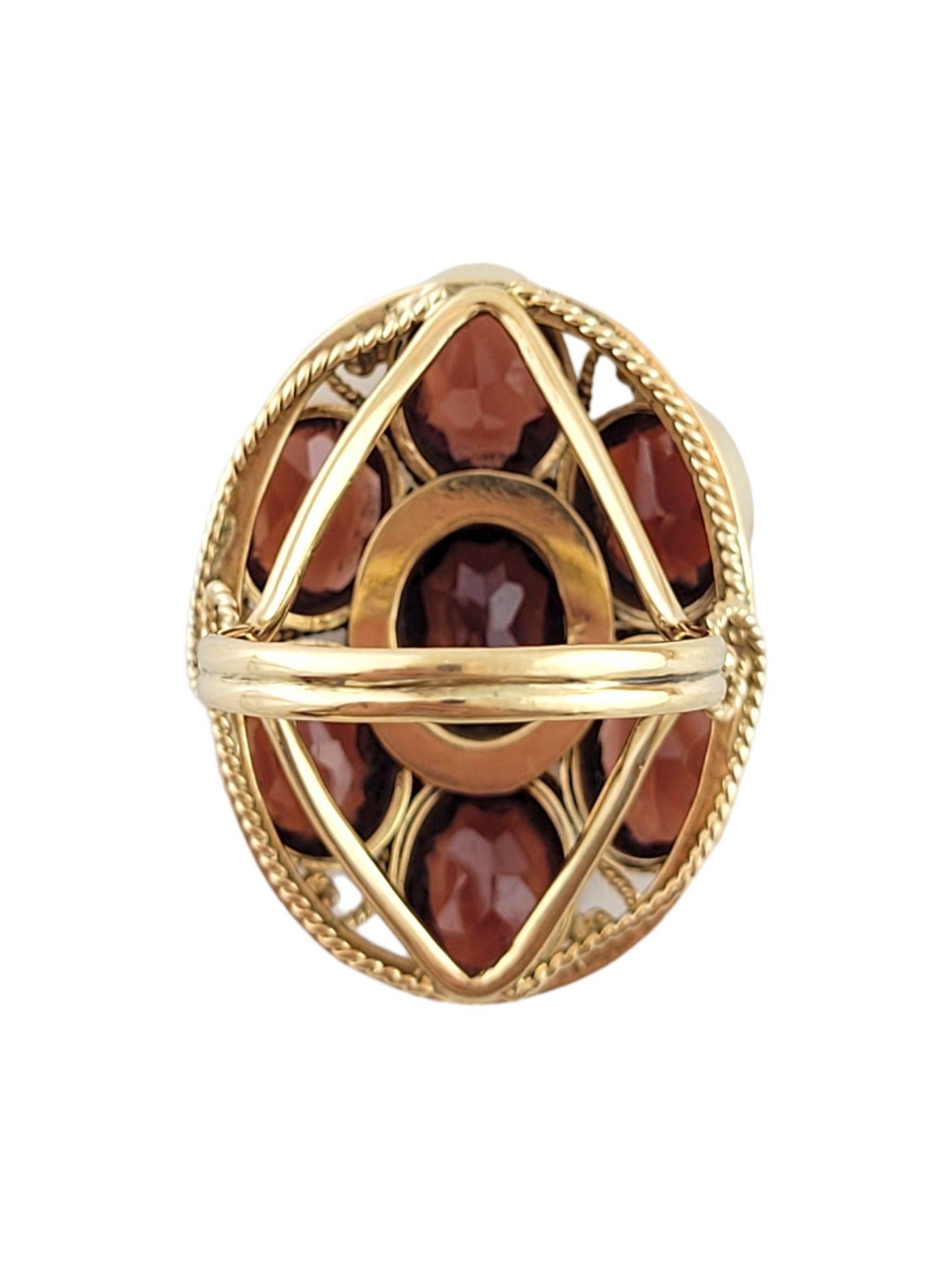 14K Yellow Gold Almandine Garnet Cocktail Ring Size 6 #14774 In Good Condition For Sale In Washington Depot, CT