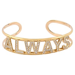 Bracciale con diamanti "ALWAYS" in oro giallo 14K