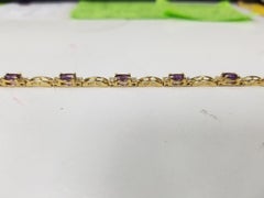 14 Karat Yellow Gold Amethyst and Diamond Bracelet