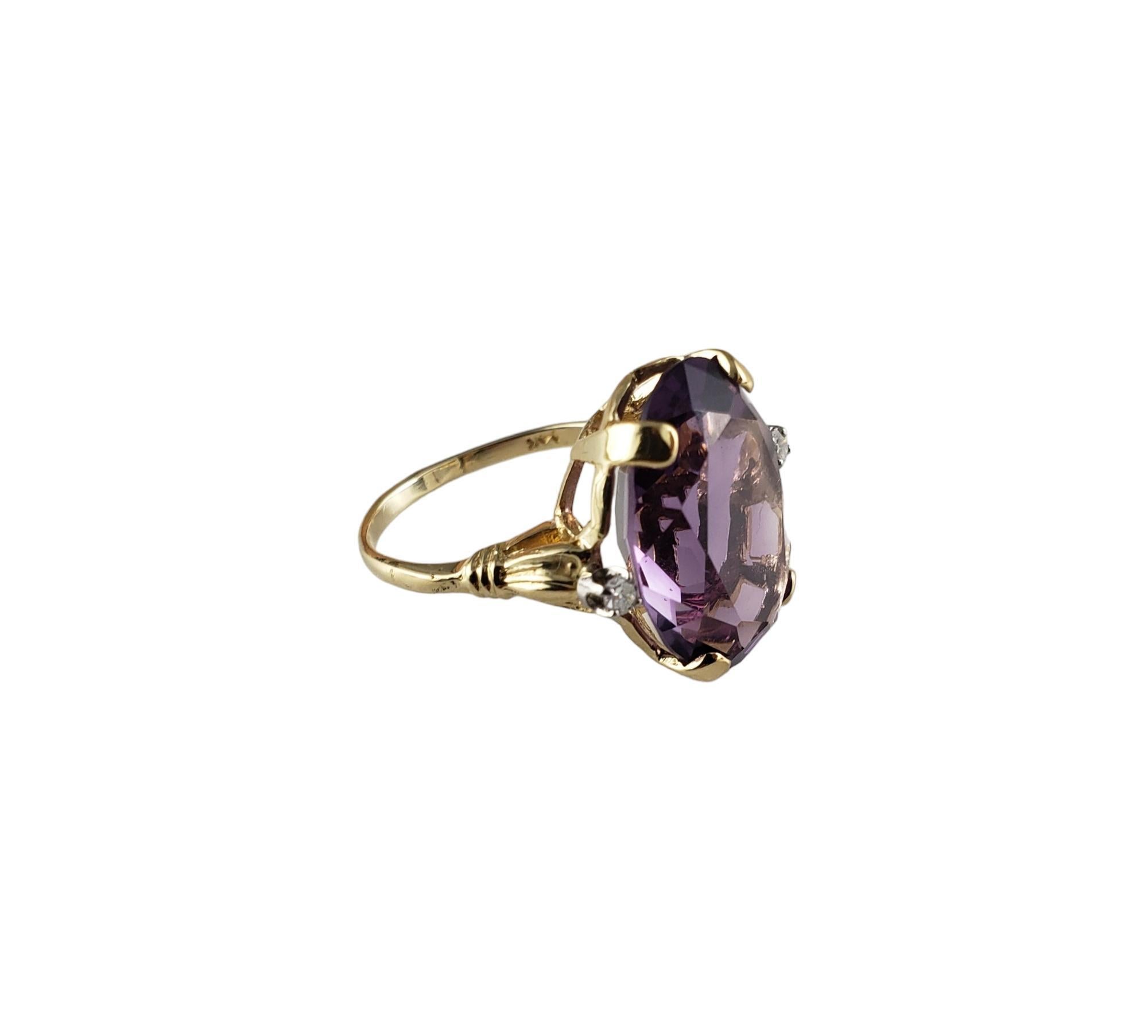 Oval Cut 14K Yellow Gold Amethyst and Diamond Ring Size 7  #16328 For Sale