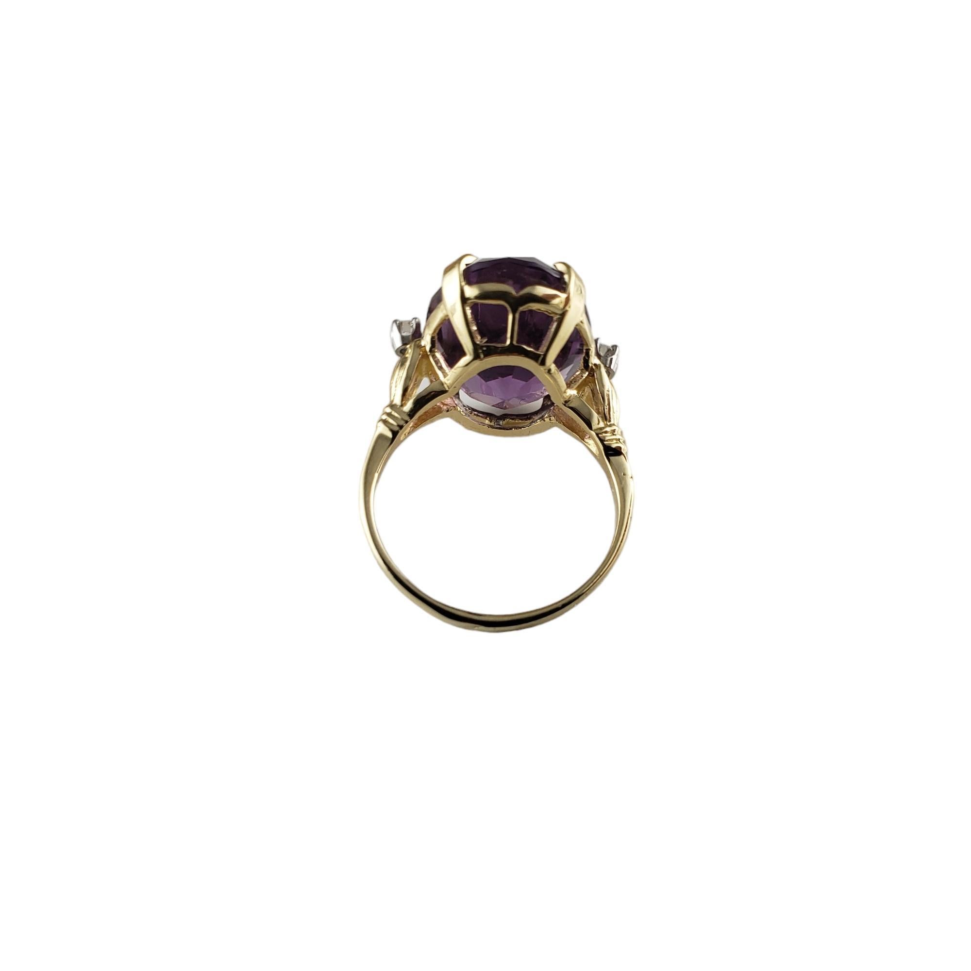 Women's 14K Yellow Gold Amethyst and Diamond Ring Size 7  #16328 For Sale