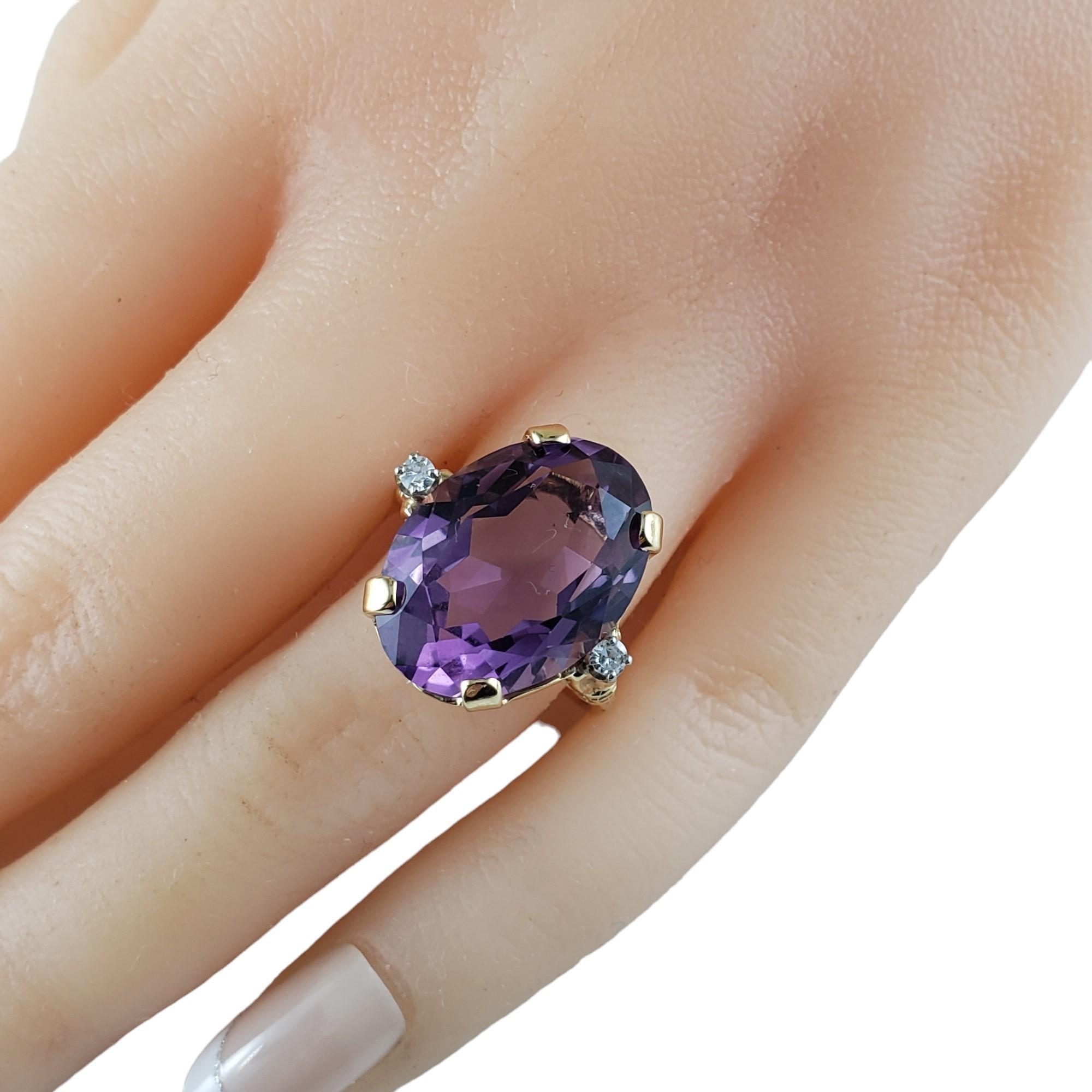 Bague en or jaune 14 carats, améthyste et diamant taille 7  #16328 en vente 2