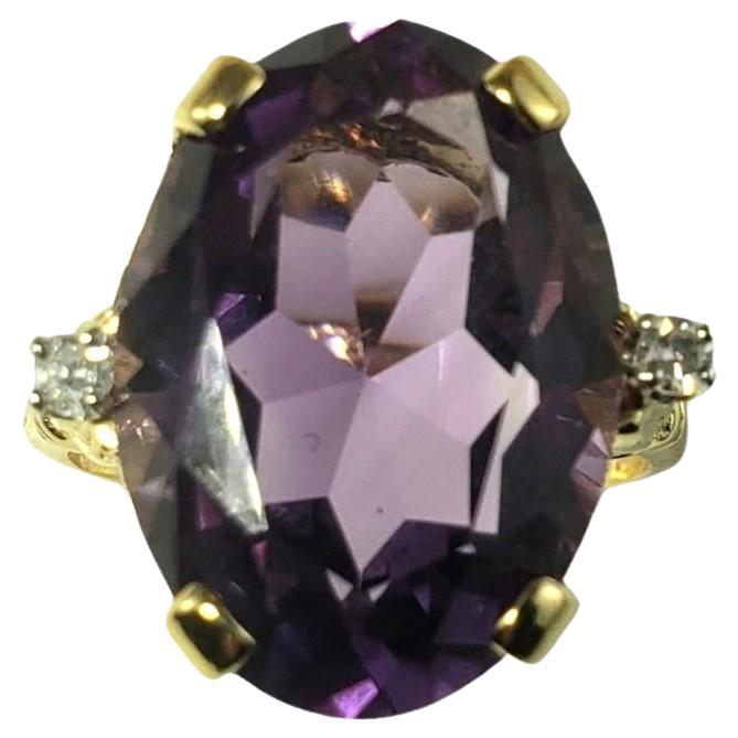 14K Yellow Gold Amethyst and Diamond Ring Size 7  #16328 For Sale