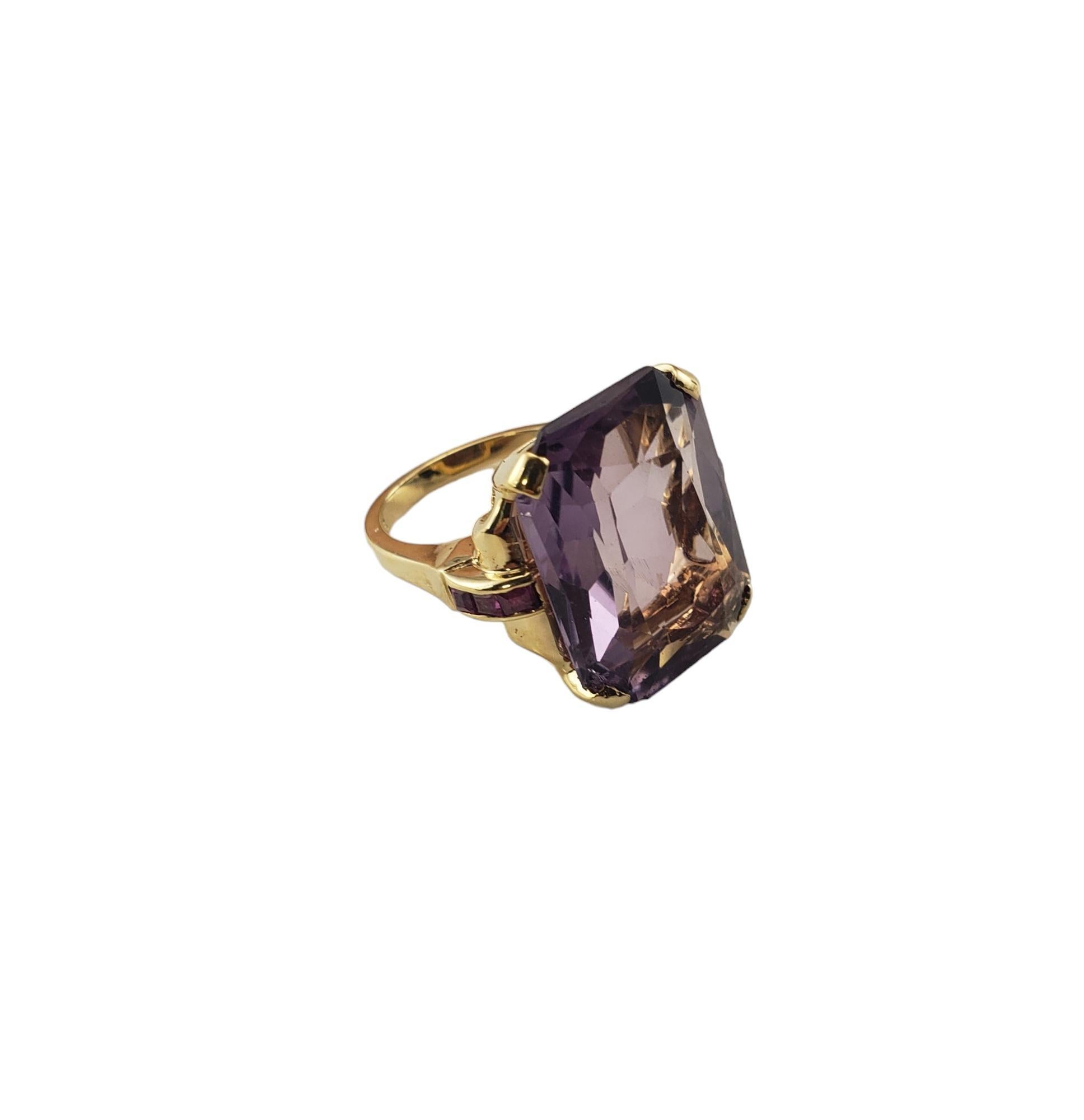 Radiant Cut  14K Yellow Gold Amethyst and Garnet Ring Size 6.75 #15463 For Sale