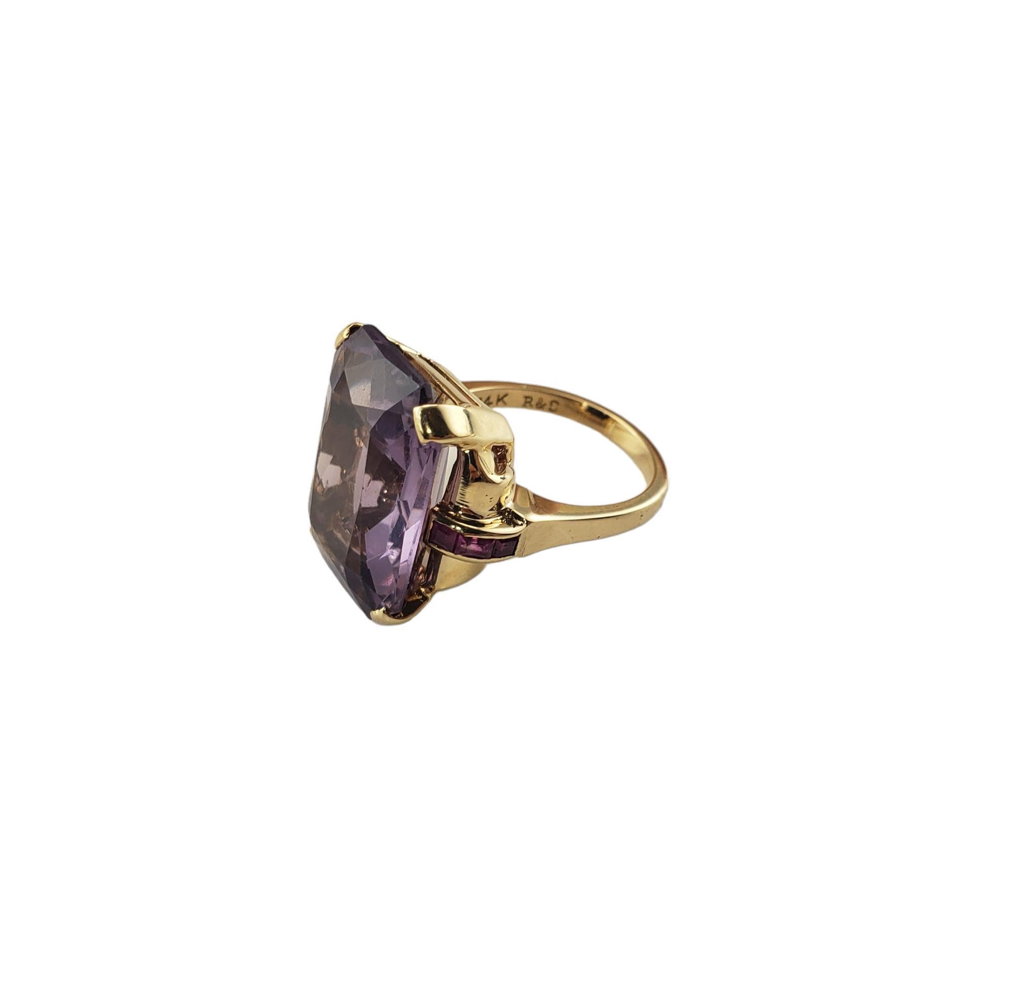  14K Yellow Gold Amethyst and Garnet Ring Size 6.75 #15463 In Good Condition For Sale In Washington Depot, CT