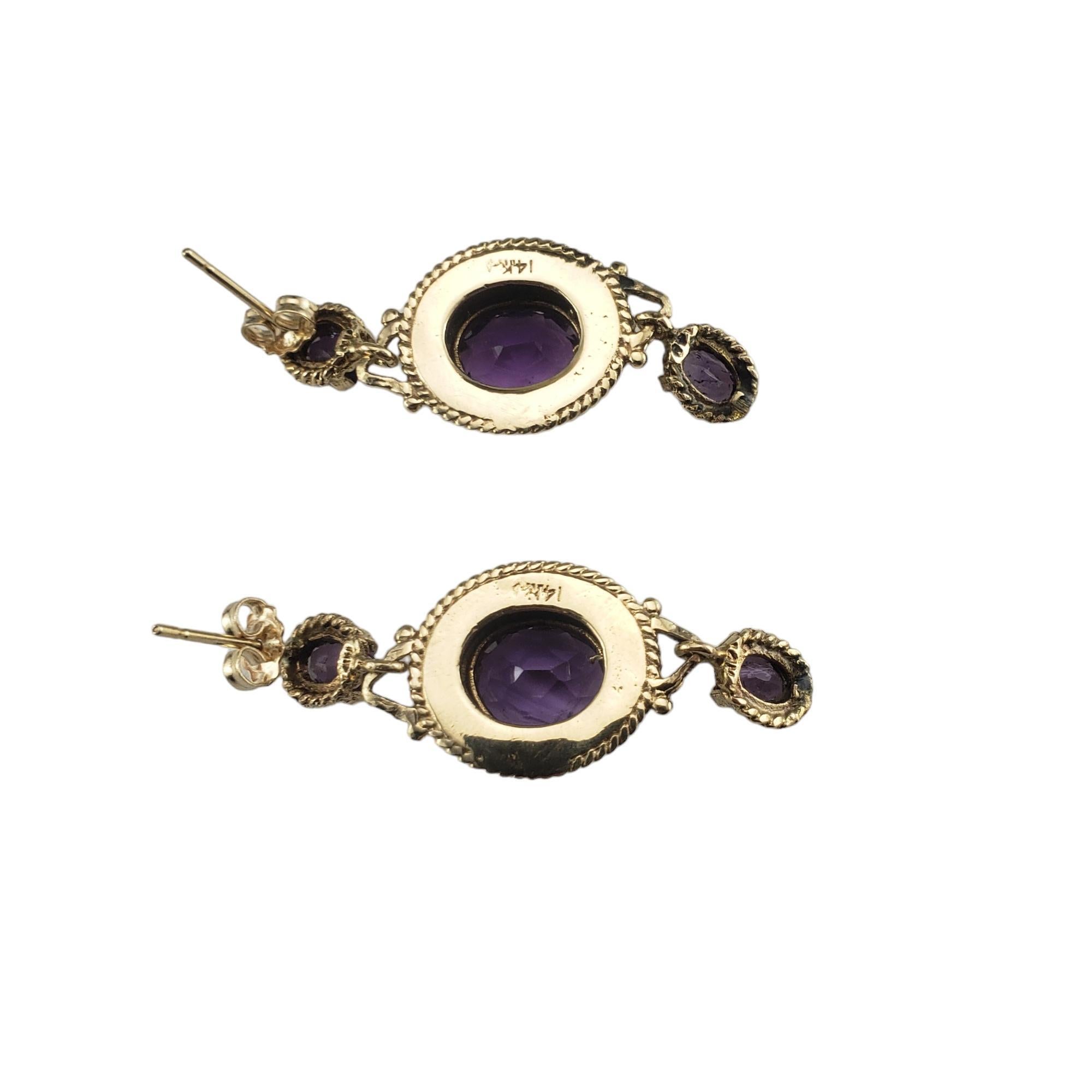 14K Yellow Gold Amethyst and Pearl Earrings #16240 In Good Condition For Sale In Washington Depot, CT