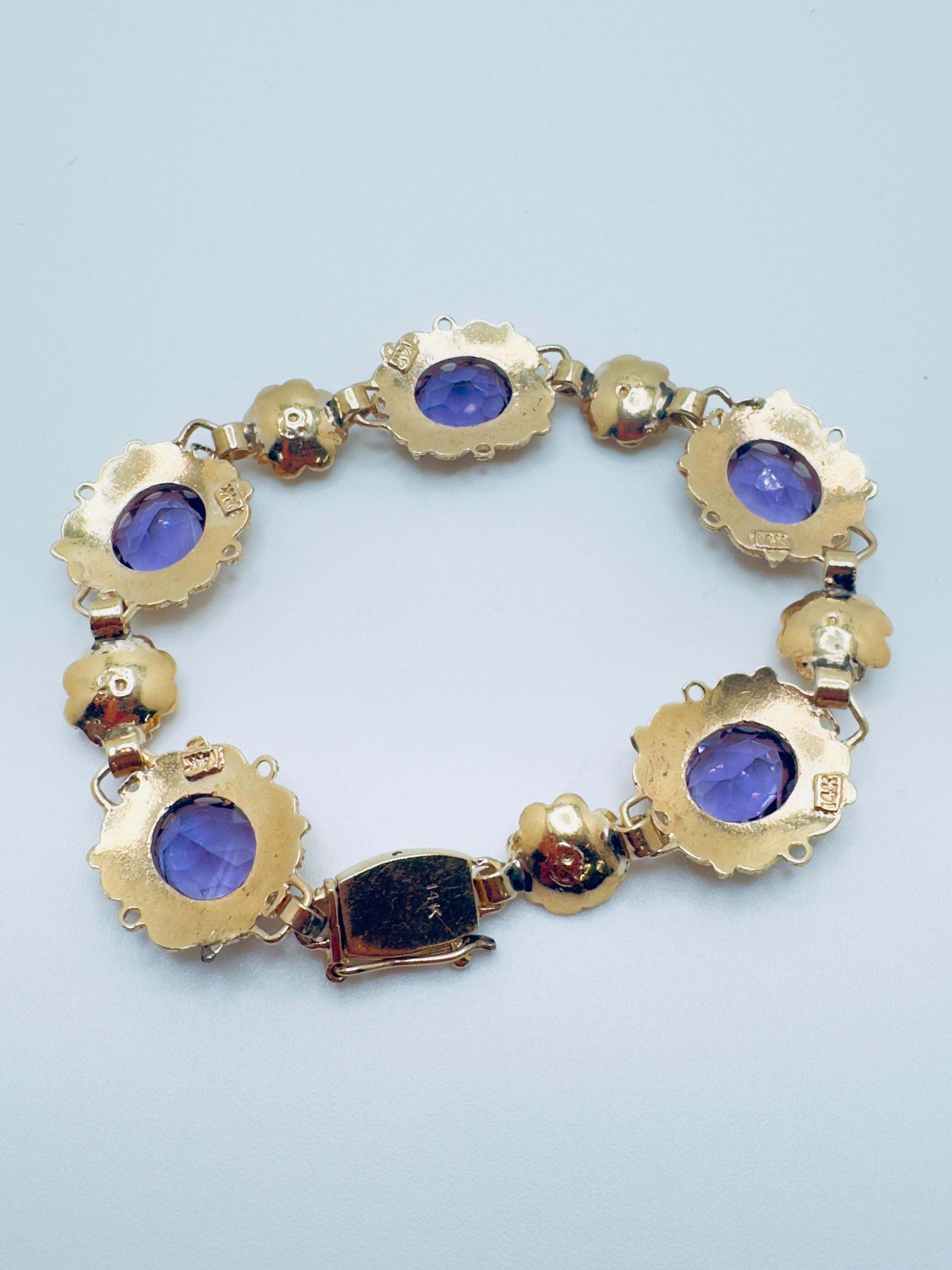 Pulsera Amatista Oro Amarillo 14K, Piedras 10x6mm en venta 6