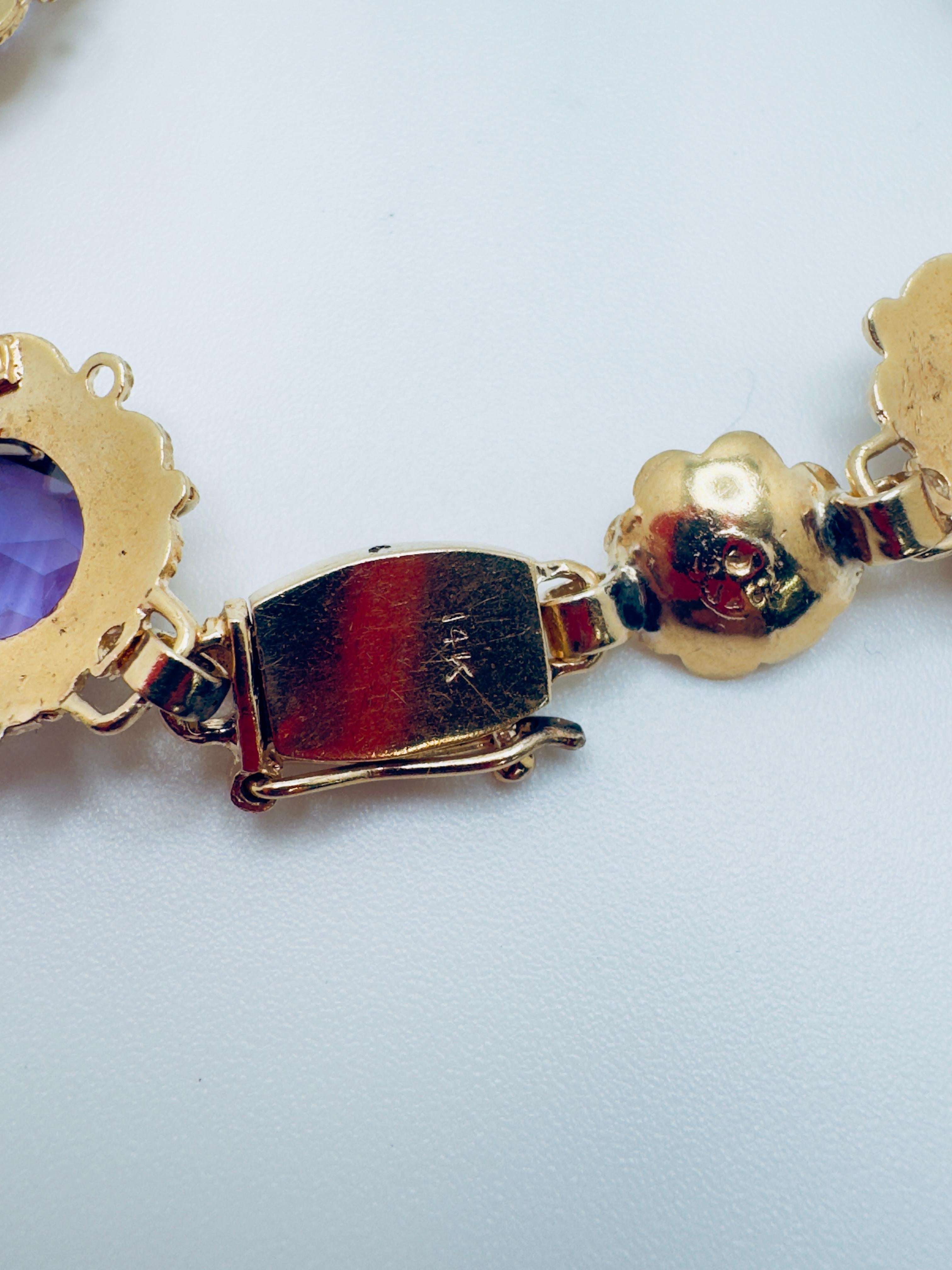 Pulsera Amatista Oro Amarillo 14K, Piedras 10x6mm en venta 7