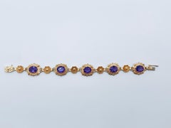 14K Yellow Gold Amethyst Bracelet, 10x6mm Stones