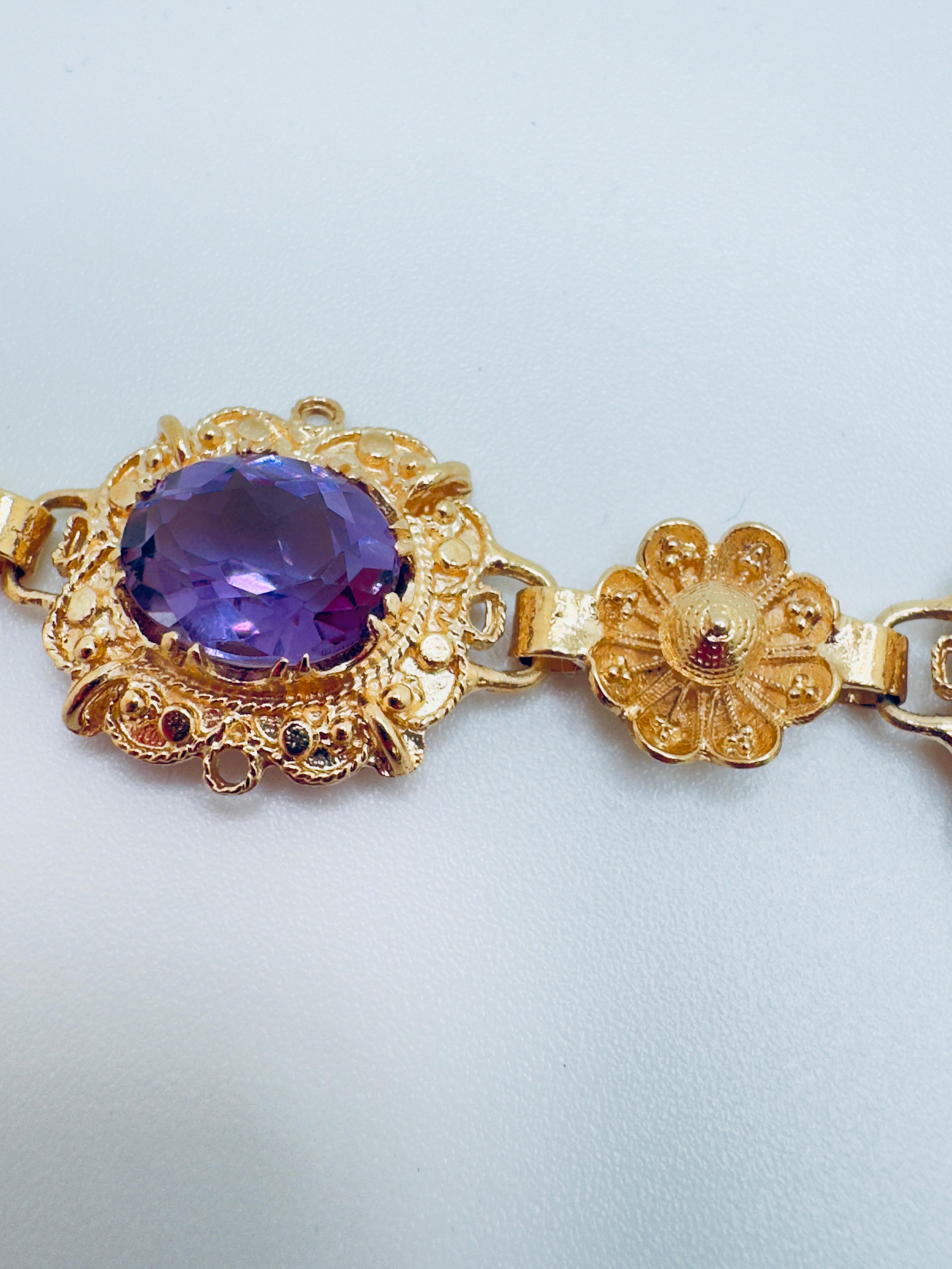 Pulsera Amatista Oro Amarillo 14K, Piedras 10x6mm Corte oval en venta