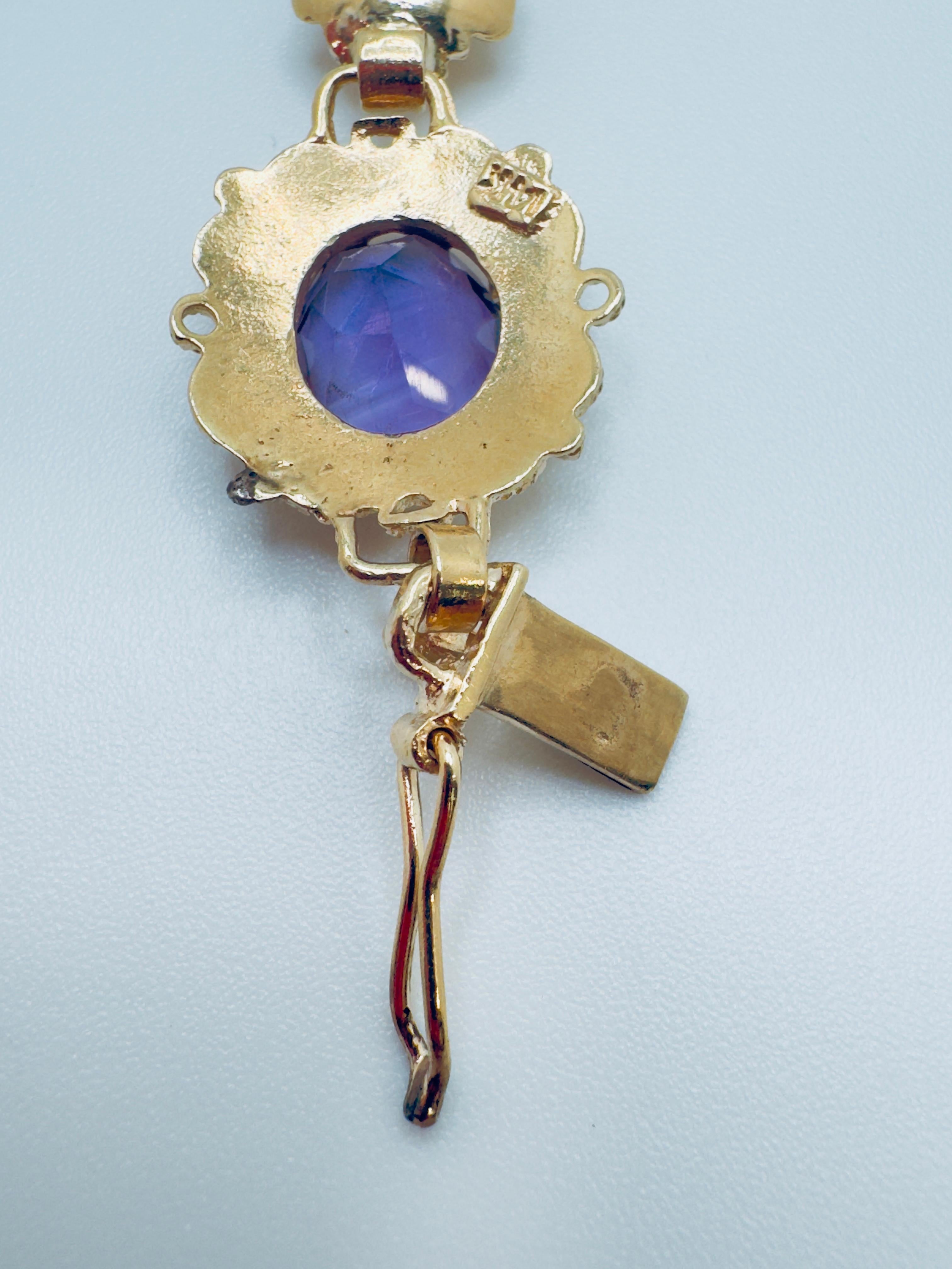 Pulsera Amatista Oro Amarillo 14K, Piedras 10x6mm en venta 2