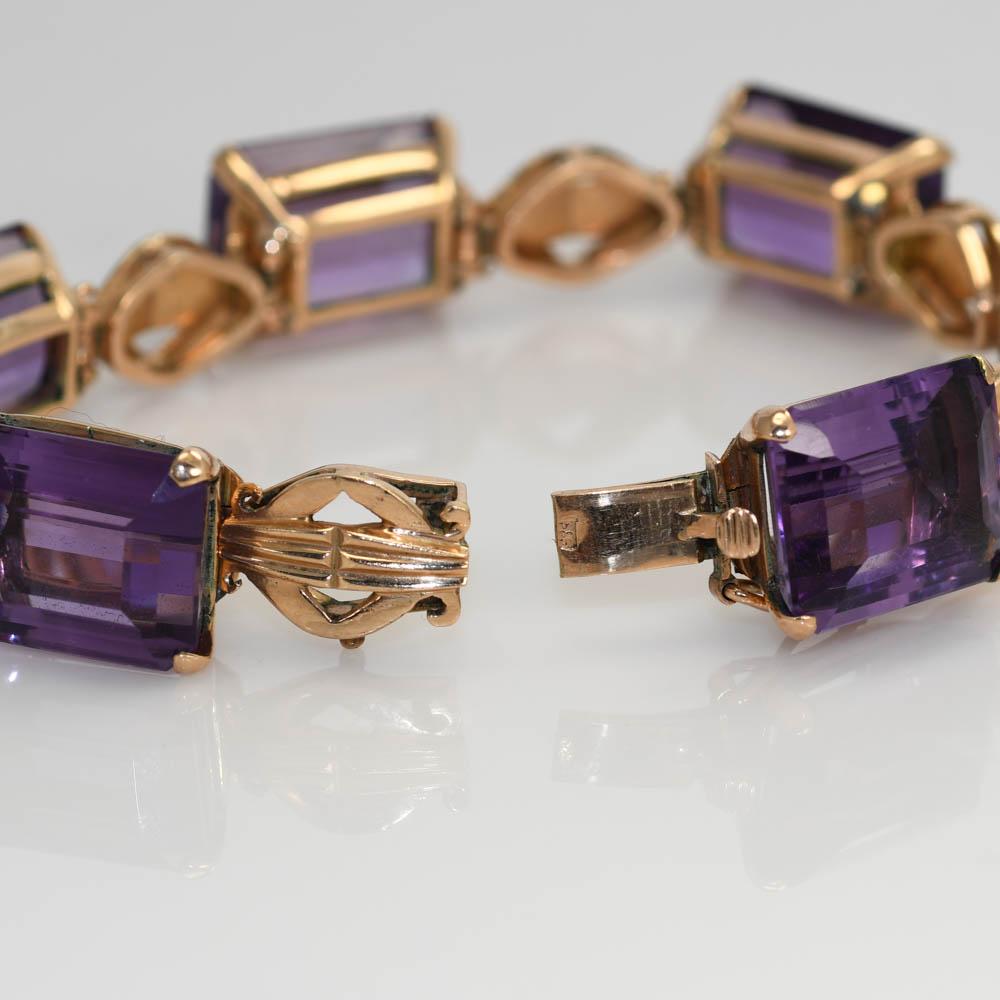 14K Gelbgold Amethyst-Armband 36,2gr im Zustand „Hervorragend“ in Laguna Beach, CA