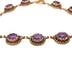 Collier ras du cou en or jaune 14 carats avec améthyste