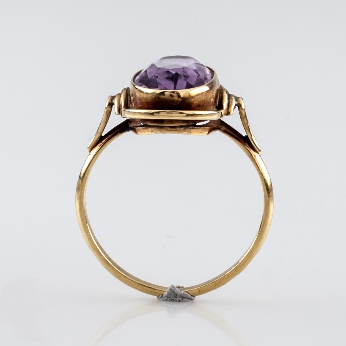Oval Cut 14K Yellow Gold Amethyst Cocktail Ring For Sale