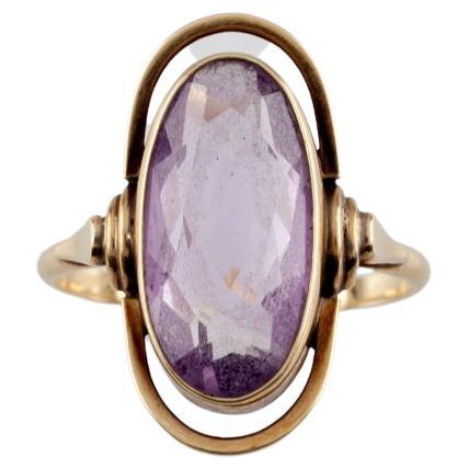 14K Yellow Gold Amethyst Cocktail Ring For Sale
