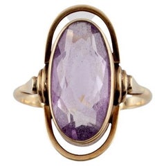Vintage 14K Yellow Gold Amethyst Cocktail Ring