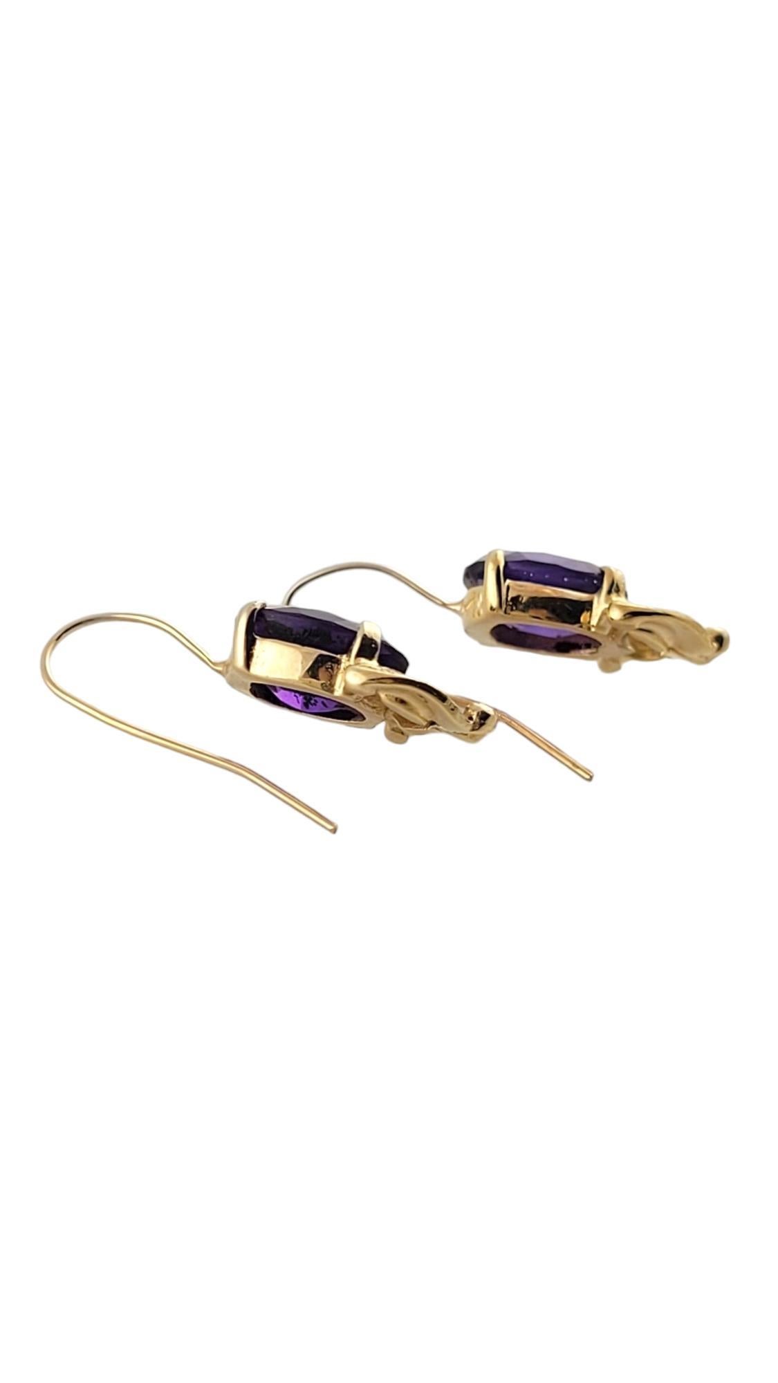 Oval Cut 14K Yellow Gold Amethyst Dangle Earrings #18087 For Sale