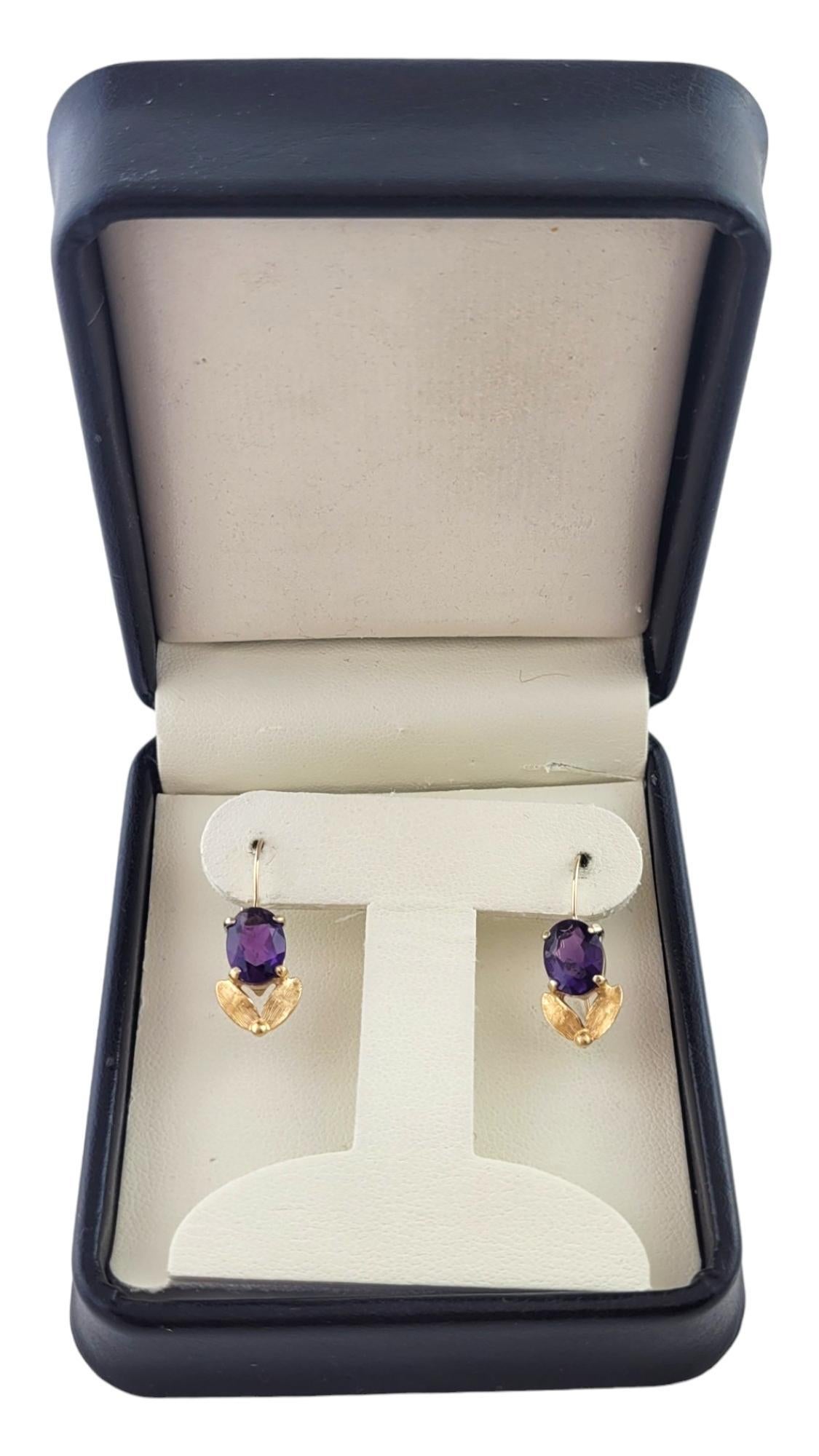 14K Yellow Gold Amethyst Dangle Earrings #18087 For Sale 1