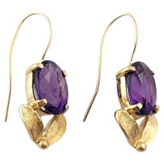 14K Yellow Gold Amethyst Dangle Earrings #18087