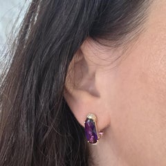 Ohrringe aus 14-karätigem Gelbgold mit Amethyst und Diamanten