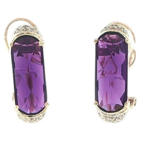 Ohrringe aus 14-karätigem Gelbgold mit Amethyst und Diamanten