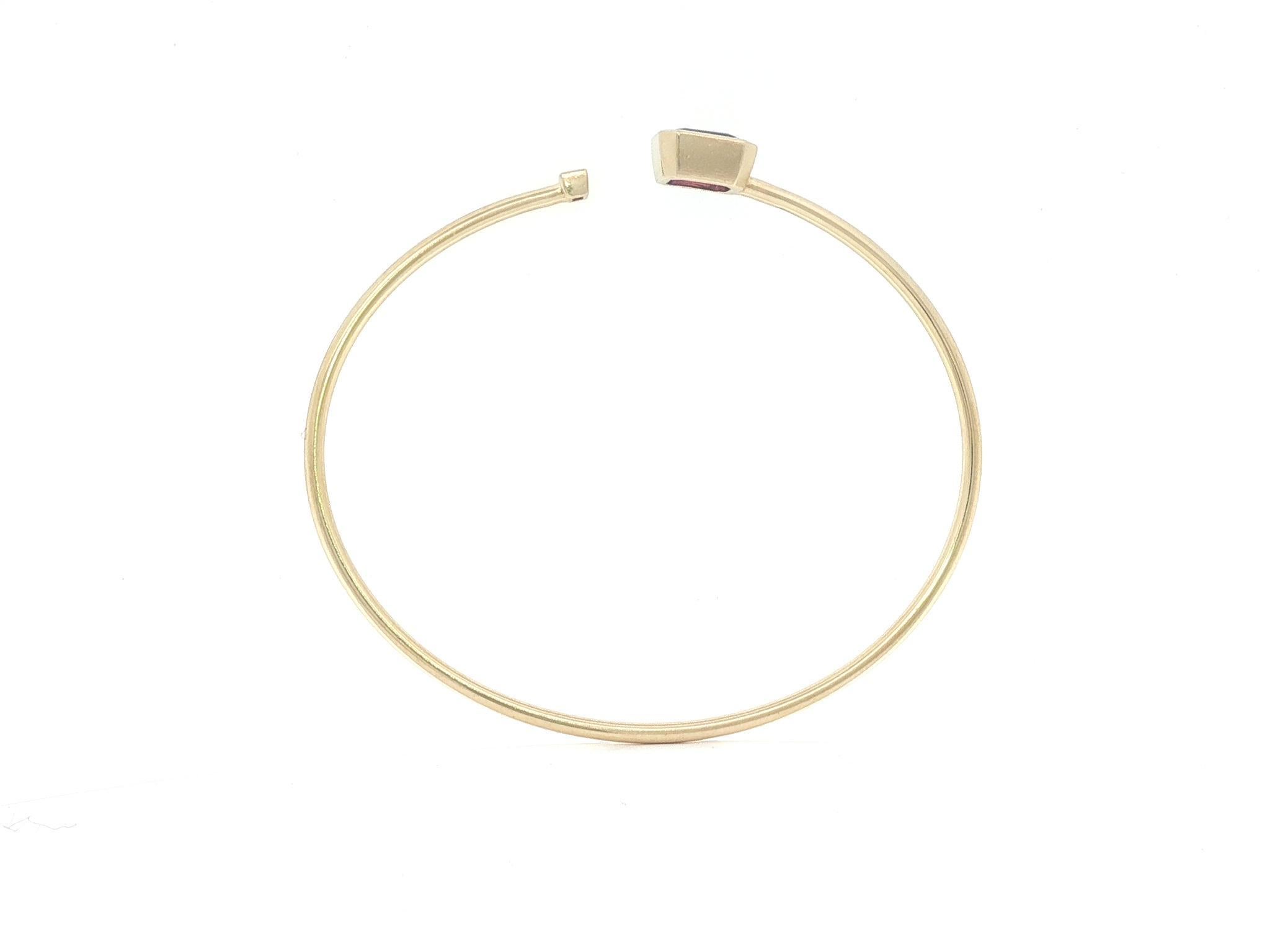 Bracelet manchette ouverte en or jaune 14k avec améthyste et diamant Pour femmes en vente