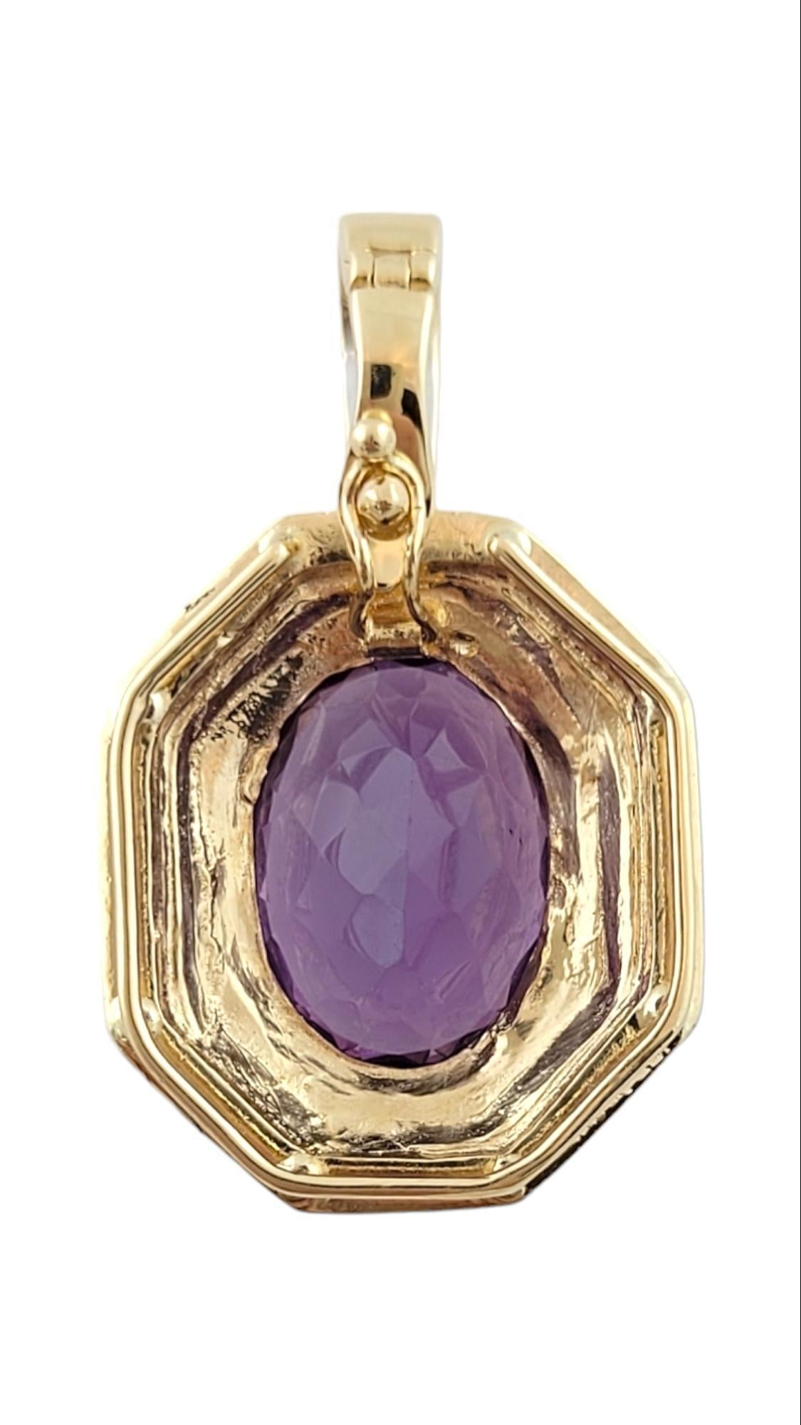 14K Yellow Gold Amethyst Diamond Pendant #15929 In Good Condition For Sale In Washington Depot, CT
