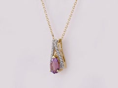 14K Yellow Gold Amethyst & Diamond Pendant Necklace