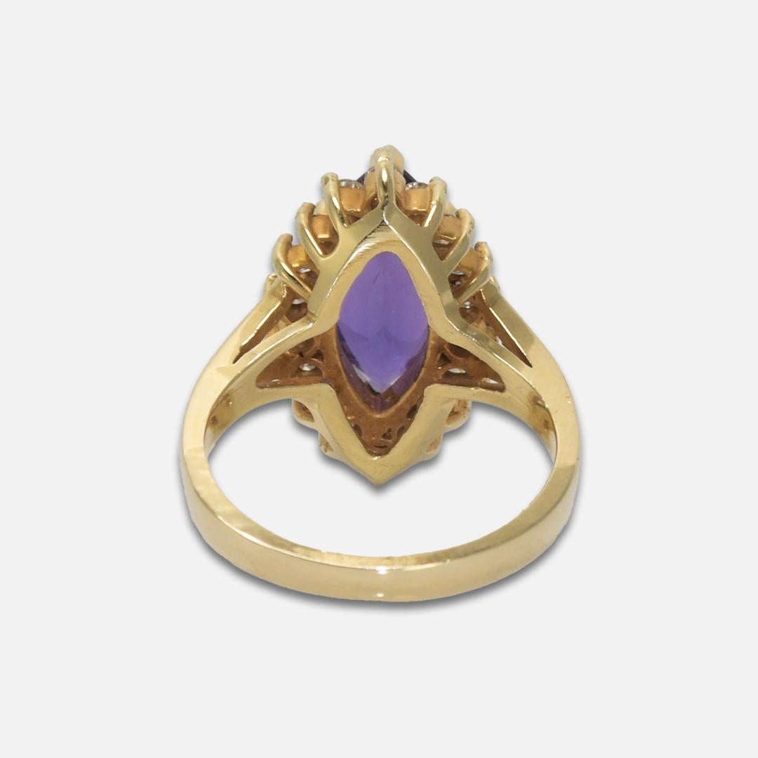 14K Gelbgold Amethyst- und Diamantring 6.2g im Zustand „Hervorragend“ in Laguna Beach, CA