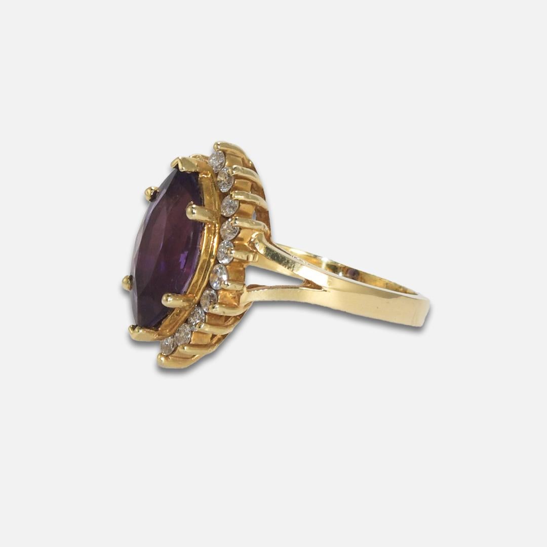 14K Gelbgold Amethyst- und Diamantring 6.2g 1