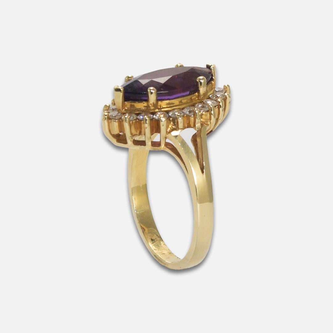 14K Gelbgold Amethyst- und Diamantring 6.2g 2