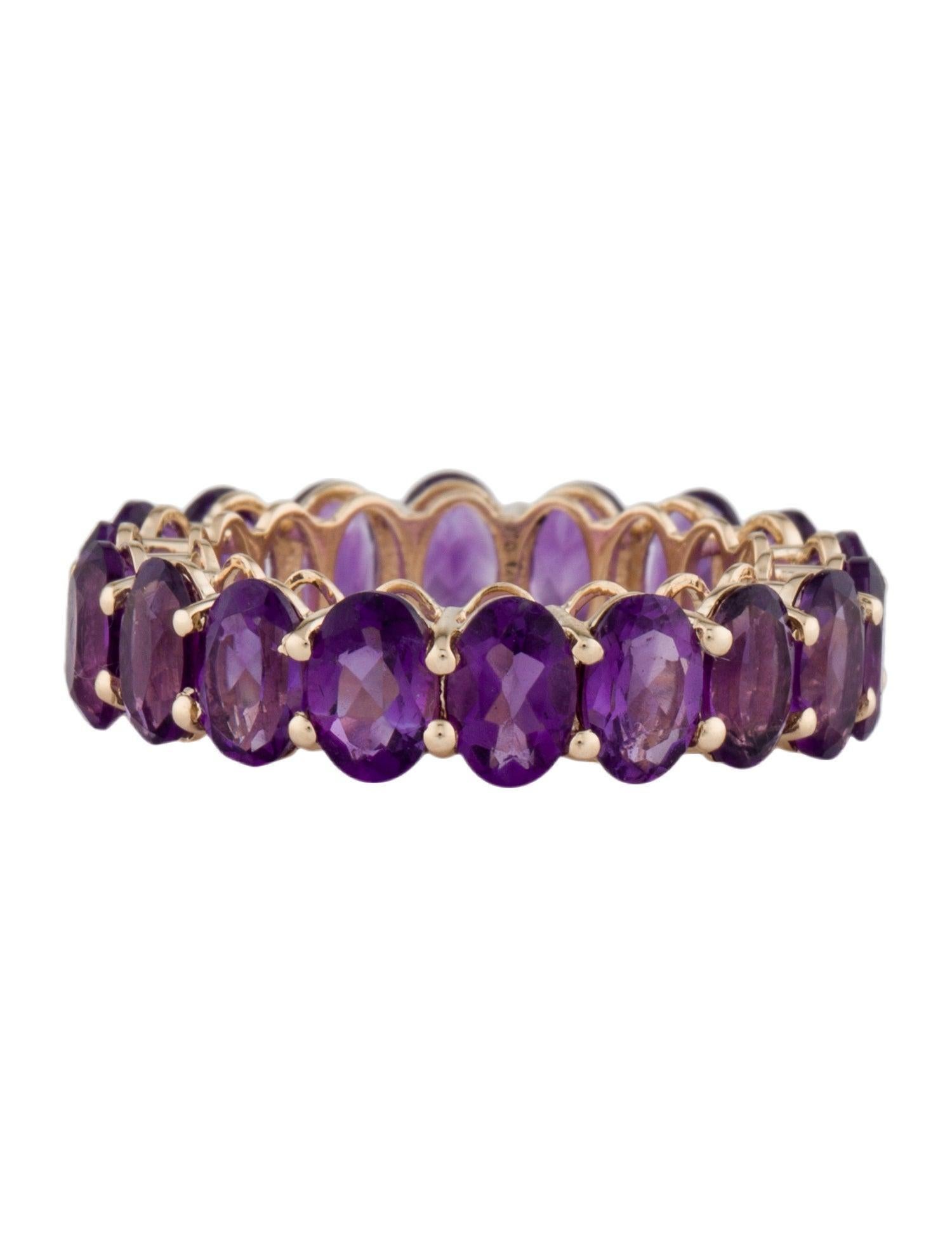 Oval Cut 14K Yellow Gold Amethyst Eternity Band, Size 7 Oval Brilliant Purple Amethysts For Sale