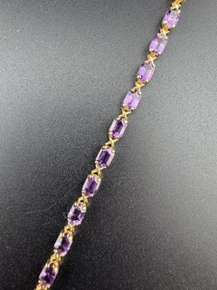 14k Yellow Gold Amethyst Gemstone Bracelet
