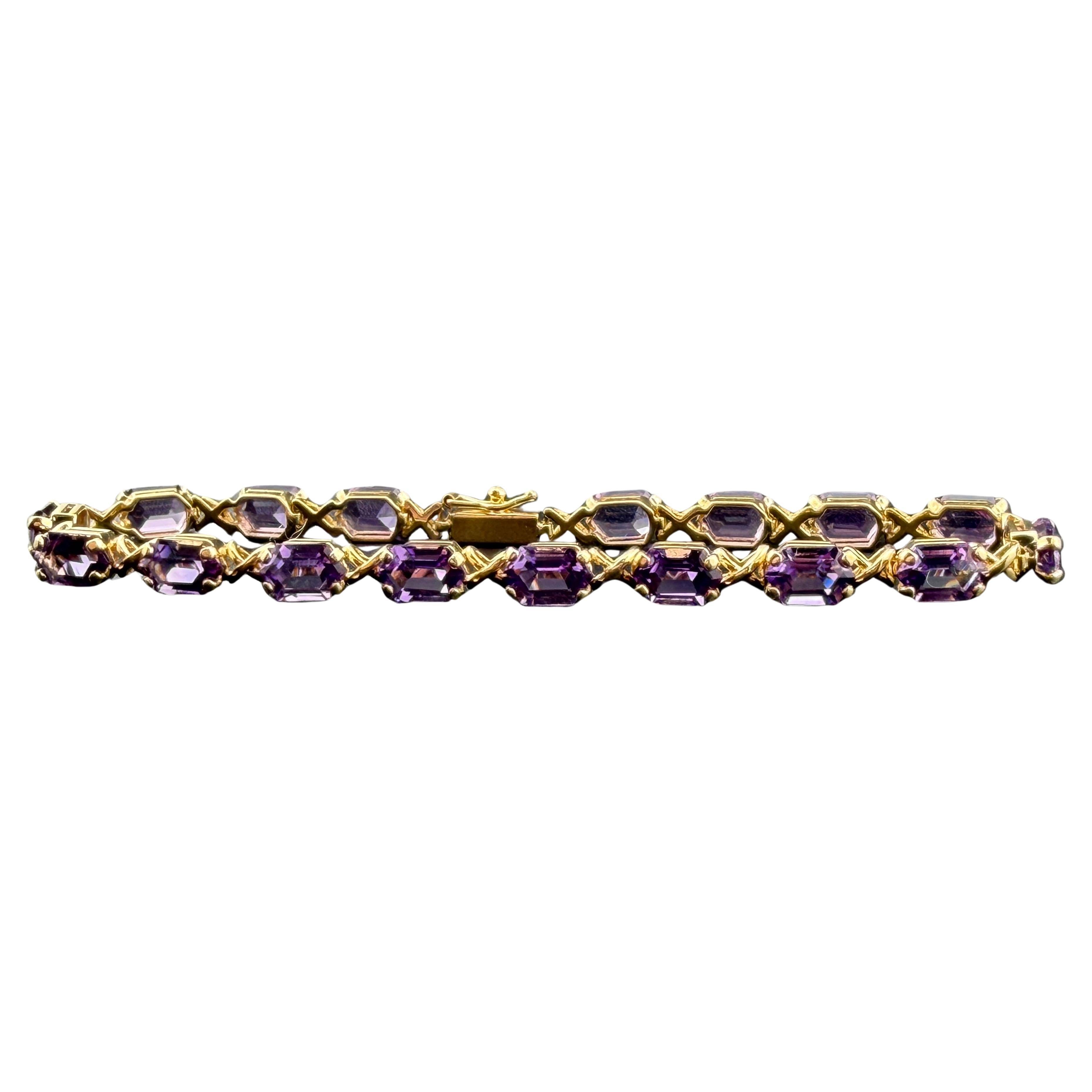 Pulsera de Oro Amarillo de 14k con Amatista