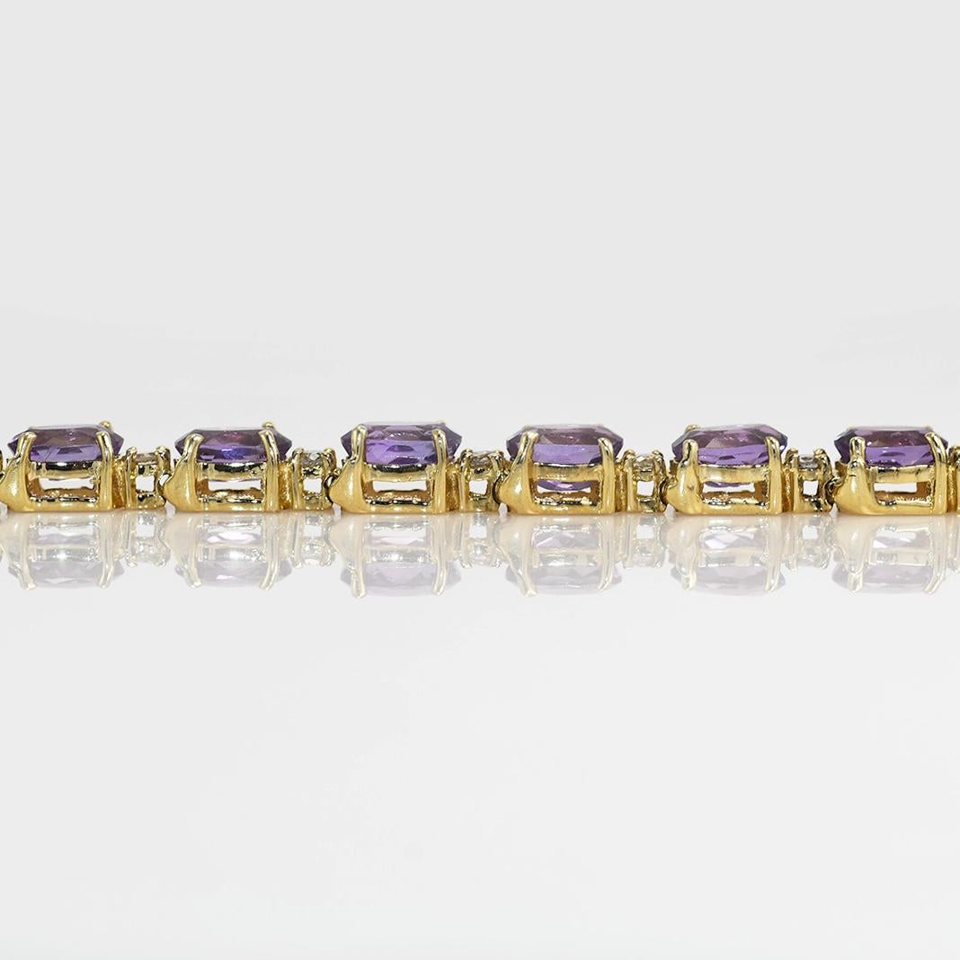 14K Yellow Gold Amethyst Ladies bracelet, 11.8gr In Excellent Condition For Sale In Laguna Beach, CA