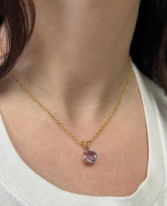 Faceted Round 9.5mm Light Purple Amethyst Pendant Necklace in 14K Yellow Gold