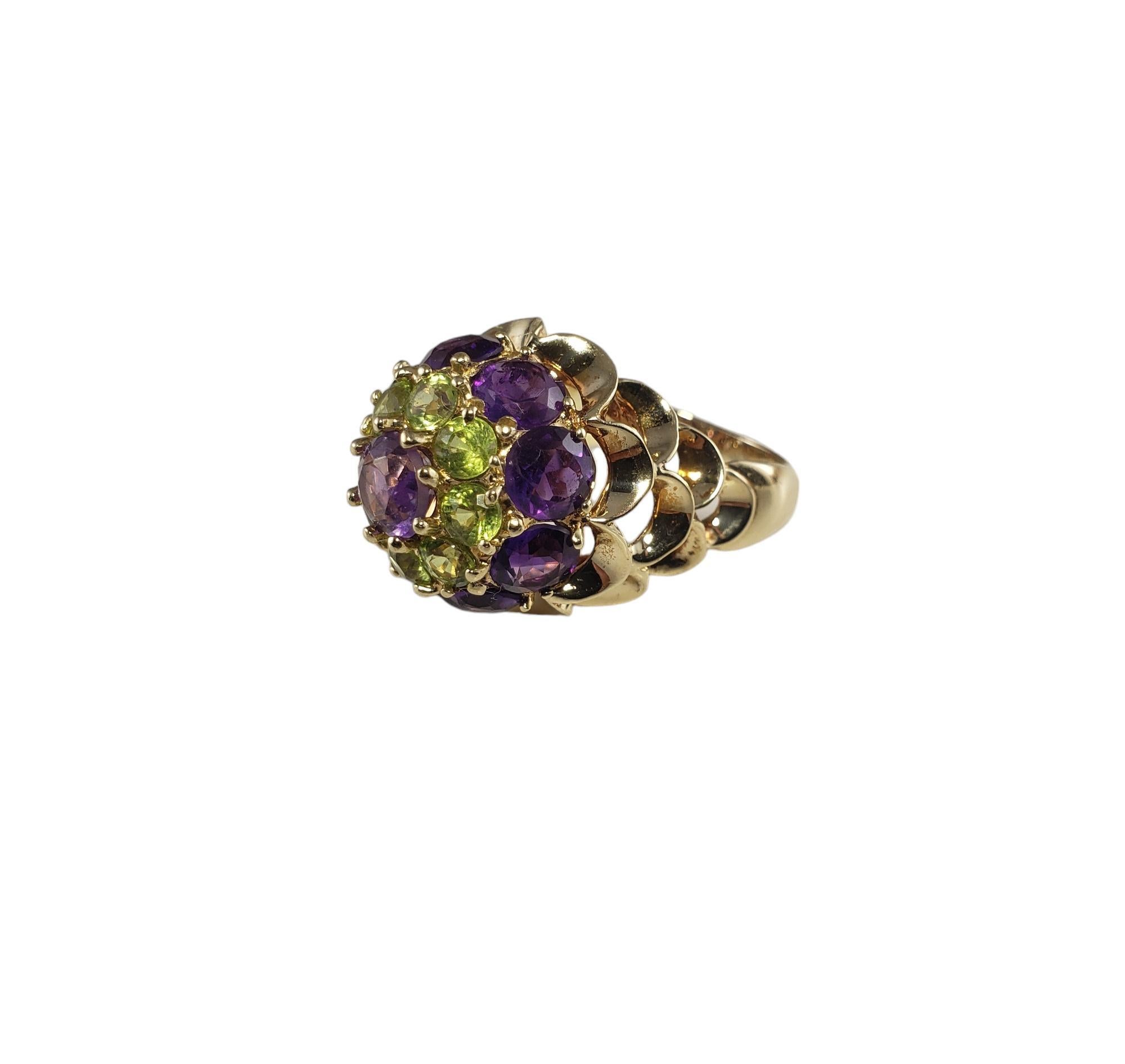 14K Yellow Gold Amethyst & Peridot Ring Size 7 #16327 In Good Condition For Sale In Washington Depot, CT