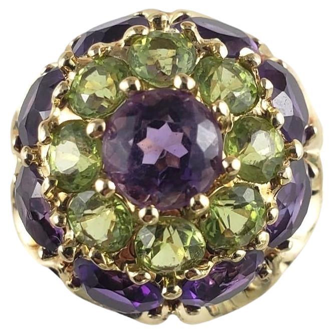 14K Yellow Gold Amethyst & Peridot Ring Size 7 #16327 For Sale