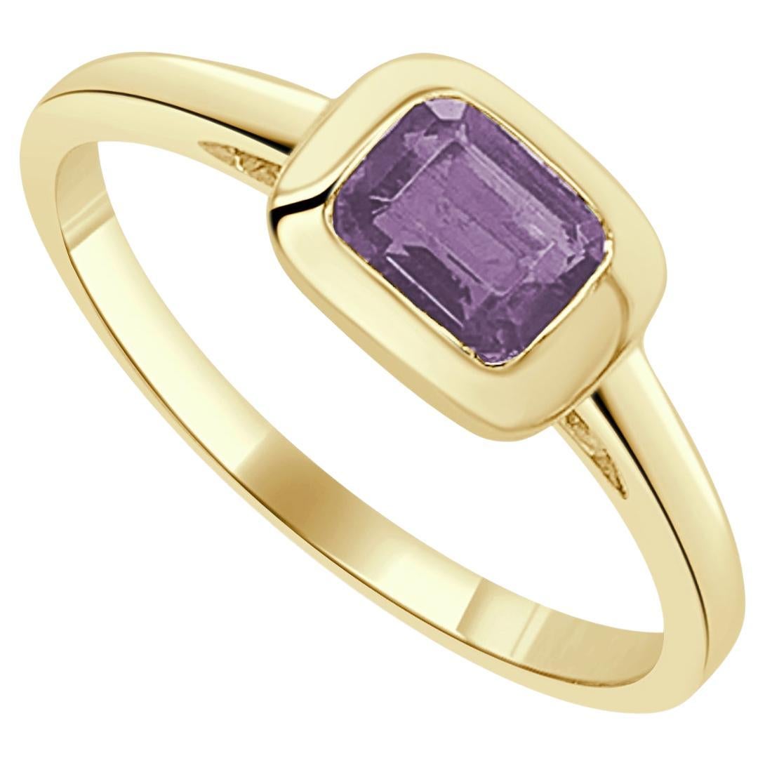 14K Yellow Gold Amethyst Ring for Her