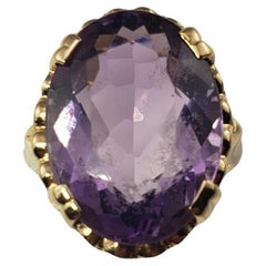 Vintage  14K Yellow Gold Amethyst Ring Size 6.75 #15468