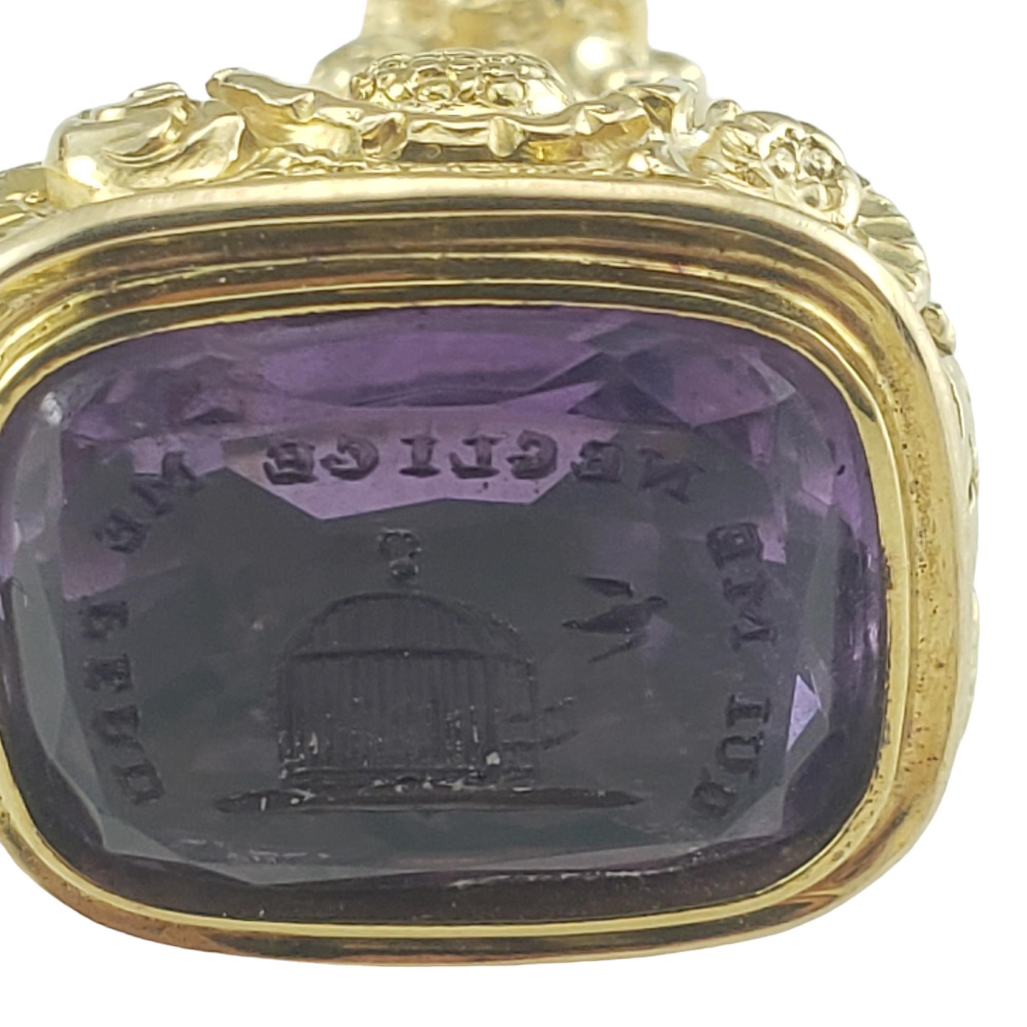 Oval Cut 14K Yellow Gold Amethyst Seal Fob #16241 For Sale
