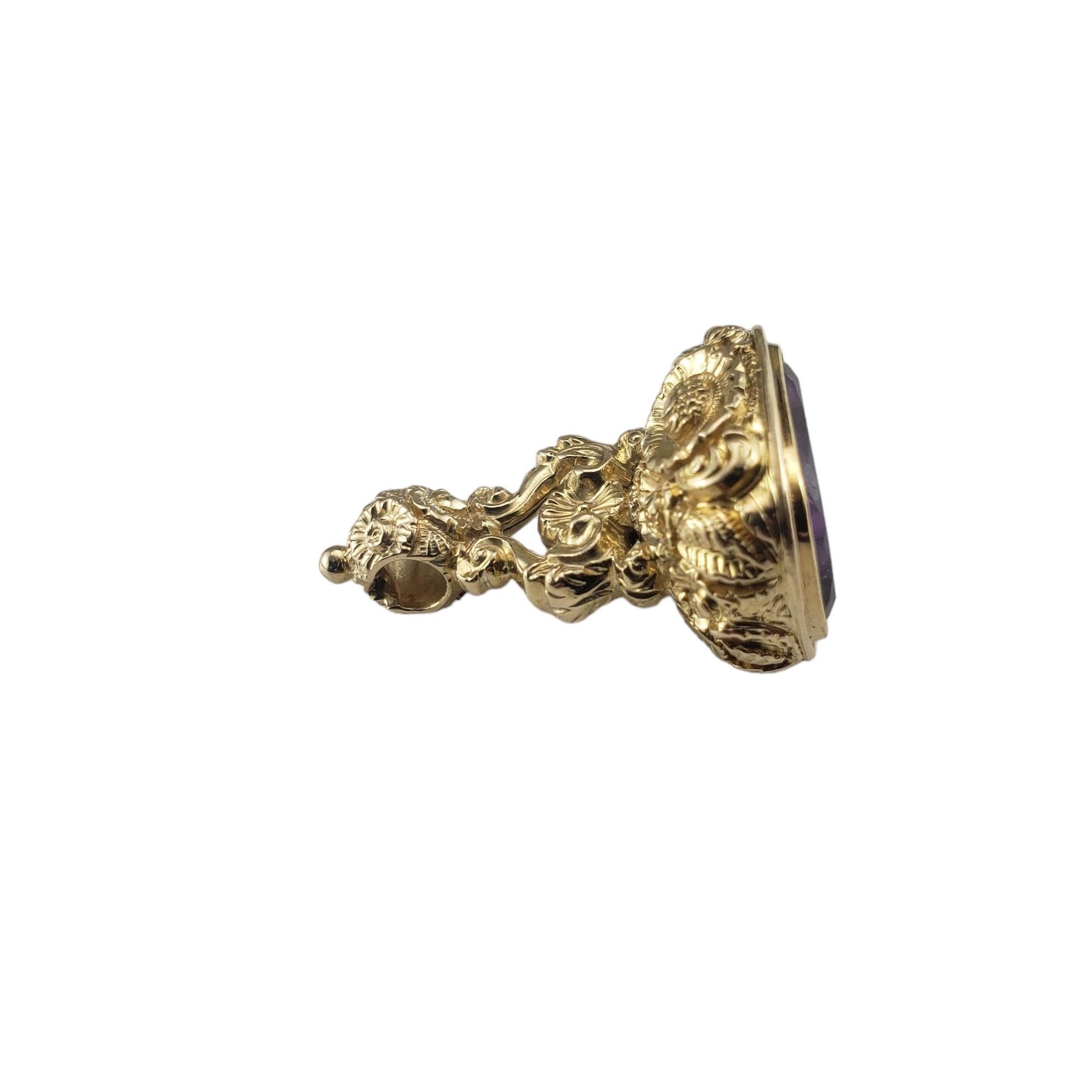 14K Yellow Gold Amethyst Seal Fob #16241 In Good Condition For Sale In Washington Depot, CT